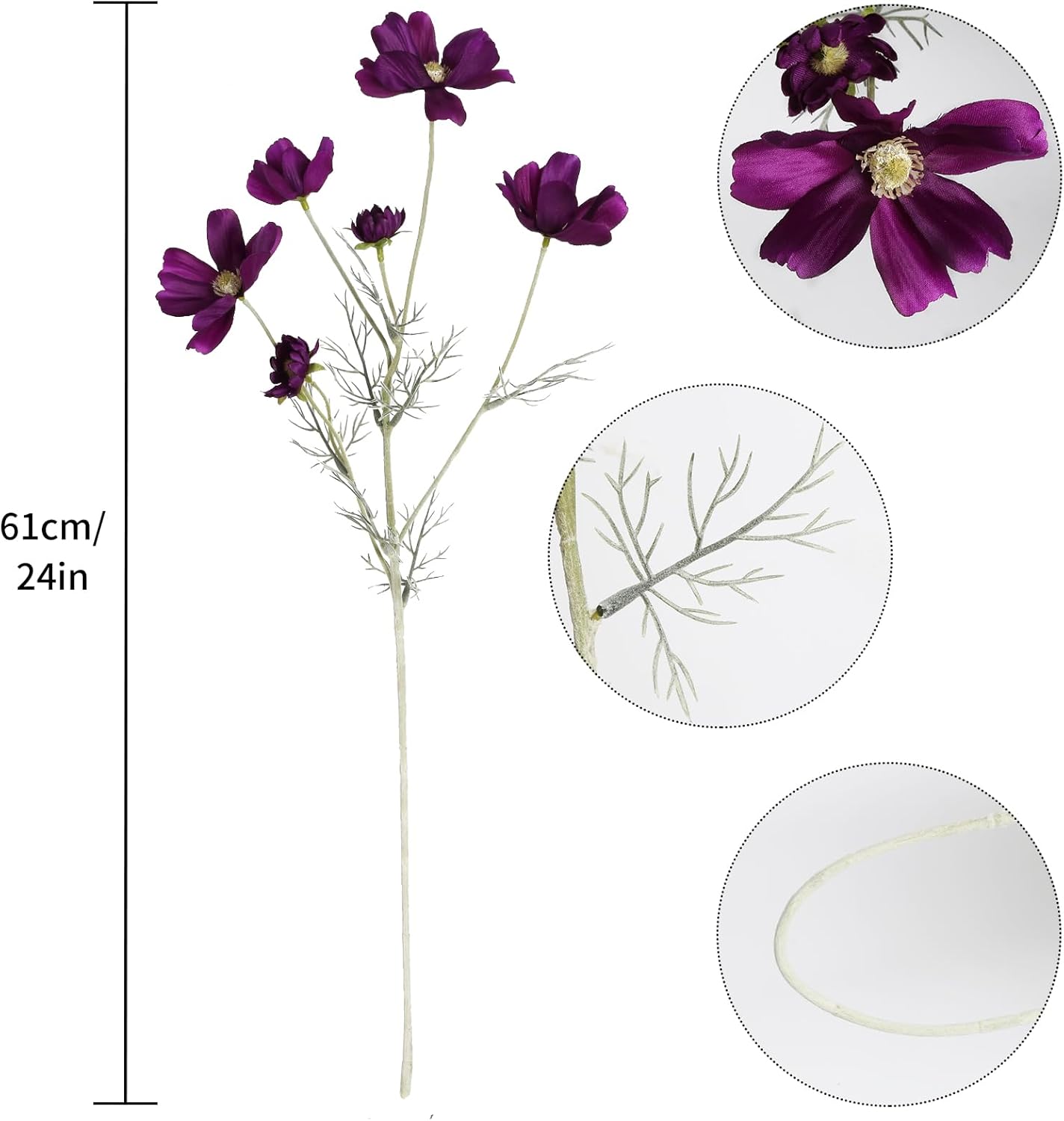 Cosmos Silk Flowers,6PCS Daisy Flowers Artificial 24'' Artificial Wildflower Fake Flowers with Stems for Wedding Party Kitchens Home Decoration(Peach Coral)