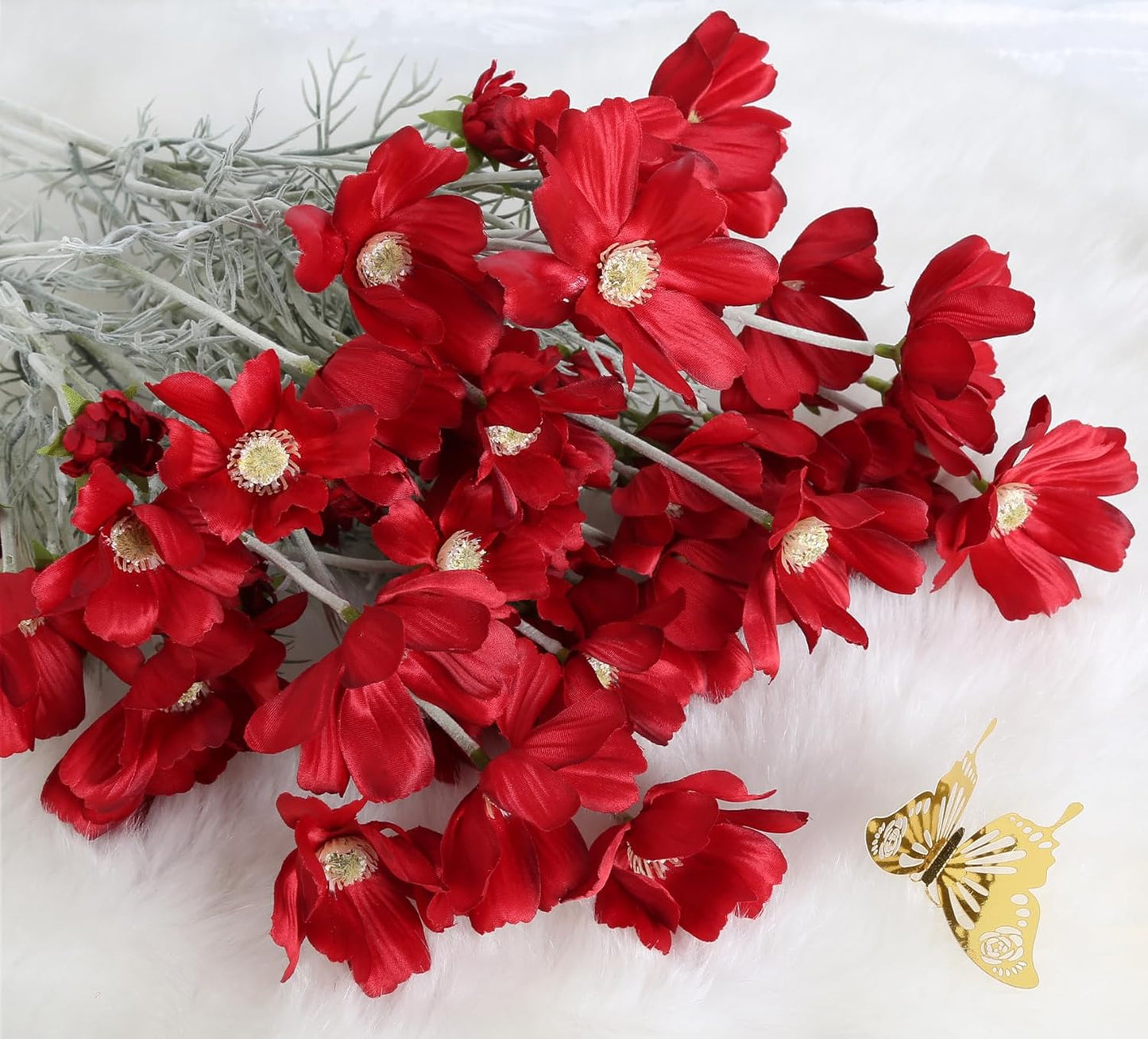 Cosmos Silk Flowers,6PCS Daisy Flowers Artificial 24'' Artificial Wildflower Fake Flowers with Stems for Wedding Party Kitchens Home Decoration(Peach Coral)
