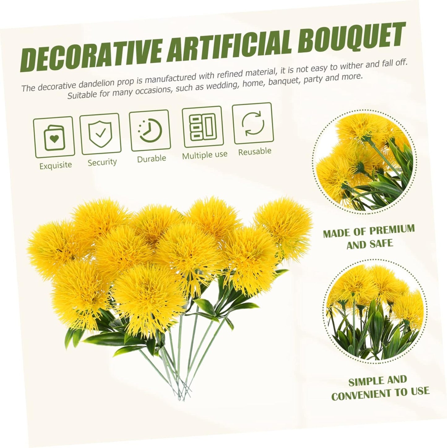 20 Pcs Faux Dandelion Flowers Artificial Dandelion Stems for Wedding Home Party Table Centerpieces Decoration 9.84X2.75X1.37 Inch