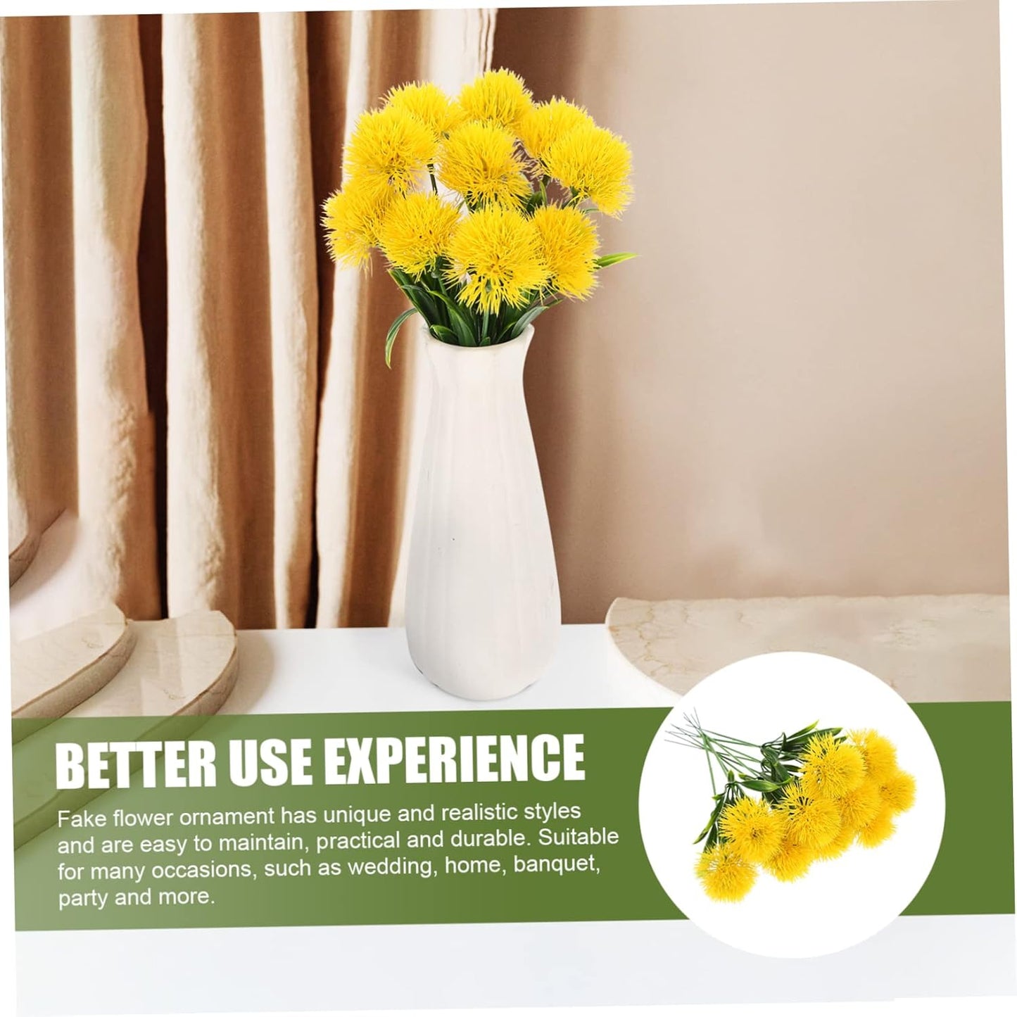 20 Pcs Faux Dandelion Flowers Artificial Dandelion Stems for Wedding Home Party Table Centerpieces Decoration 9.84X2.75X1.37 Inch