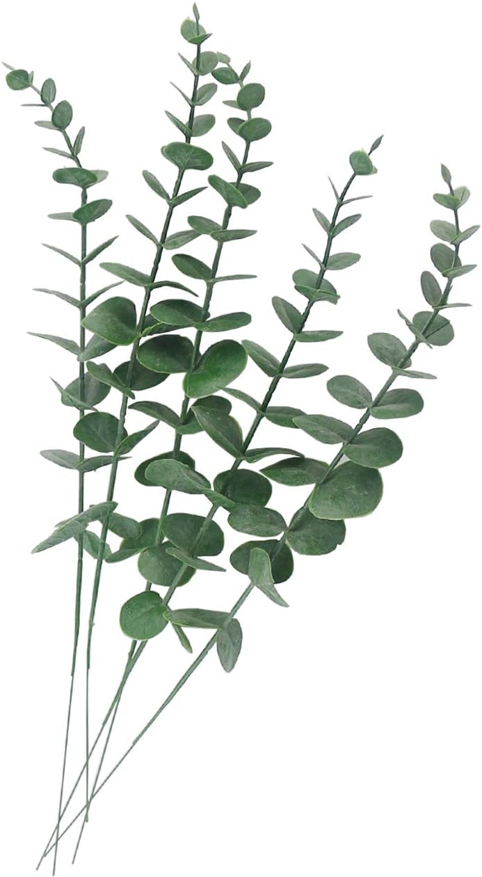 5 Pcs Artificial Eucalyptus Leaves Faux Eucalyptus Stems