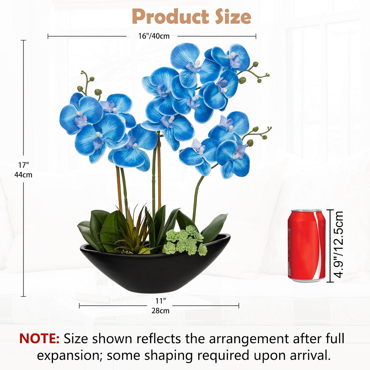 Orchid Artificial Flowers 18in White Fake Orchid Silk Flowers with Ceramic Pot Faux Orchid Arrangement for Home Office Room Coffee Table Centerpiece Modern Decoration