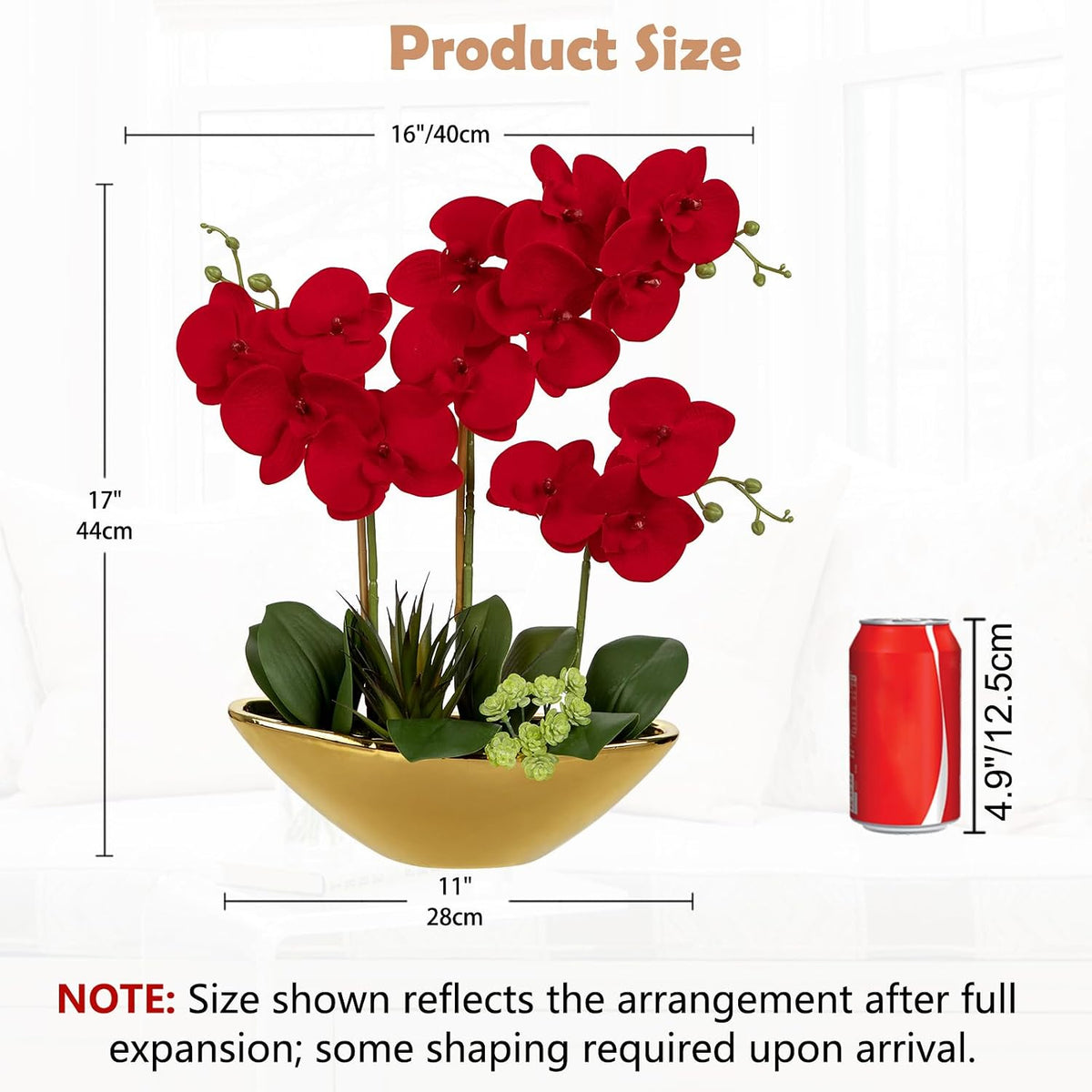 Orchid Artificial Flowers 18in White Fake Orchid Silk Flowers with Ceramic Pot Faux Orchid Arrangement for Home Office Room Coffee Table Centerpiece Modern Decoration