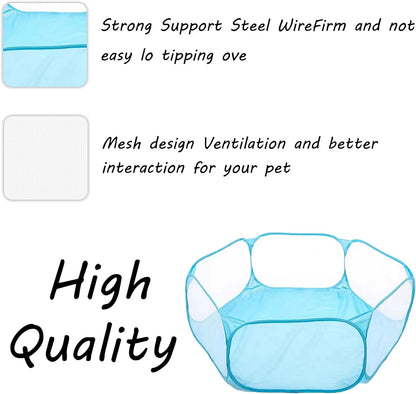Small Animals Playpen, Portable Pop-up Open Interactive Pet Tent, Indoor Outdoor Fence for Rabbits, Guinea Pig, Hamster, Chinchillas, Kittens, Puppies