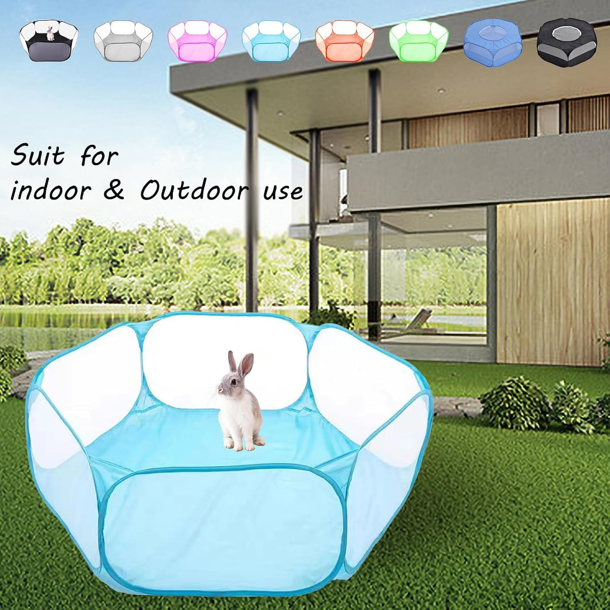 Small Animals Playpen, Portable Pop-up Open Interactive Pet Tent, Indoor Outdoor Fence for Rabbits, Guinea Pig, Hamster, Chinchillas, Kittens, Puppies