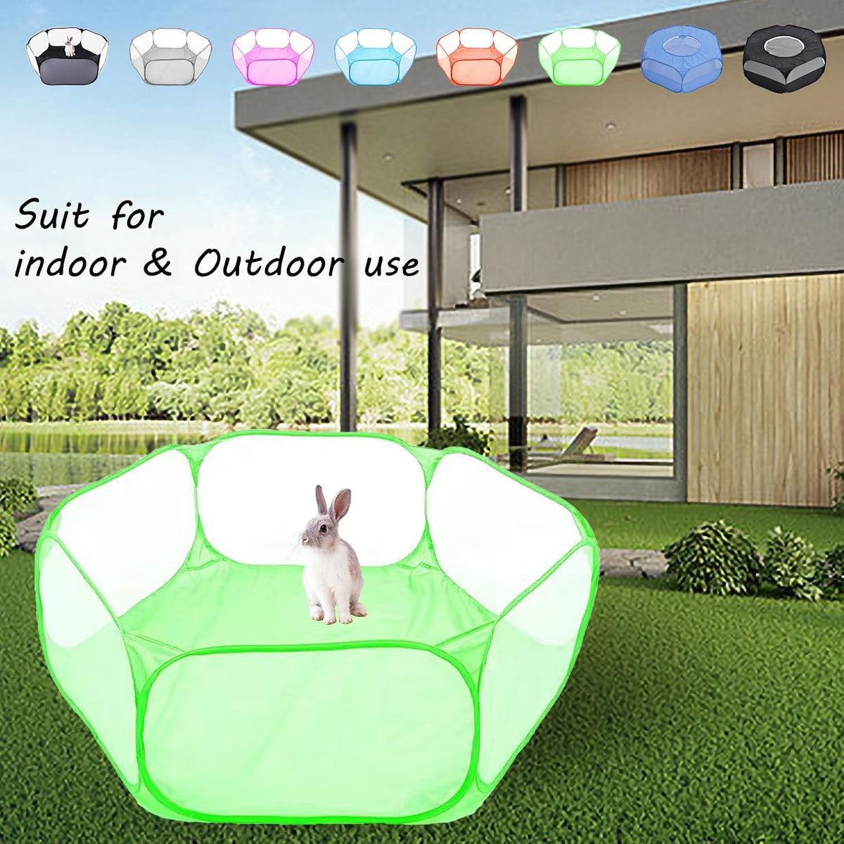 Small Animals Playpen, Portable Pop-up Open Interactive Pet Tent, Indoor Outdoor Fence for Rabbits, Guinea Pig, Hamster, Chinchillas, Kittens, Puppies