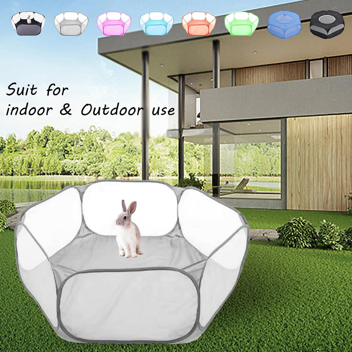 Small Animals Playpen, Portable Pop-up Open Interactive Pet Tent, Indoor Outdoor Fence for Rabbits, Guinea Pig, Hamster, Chinchillas, Kittens, Puppies