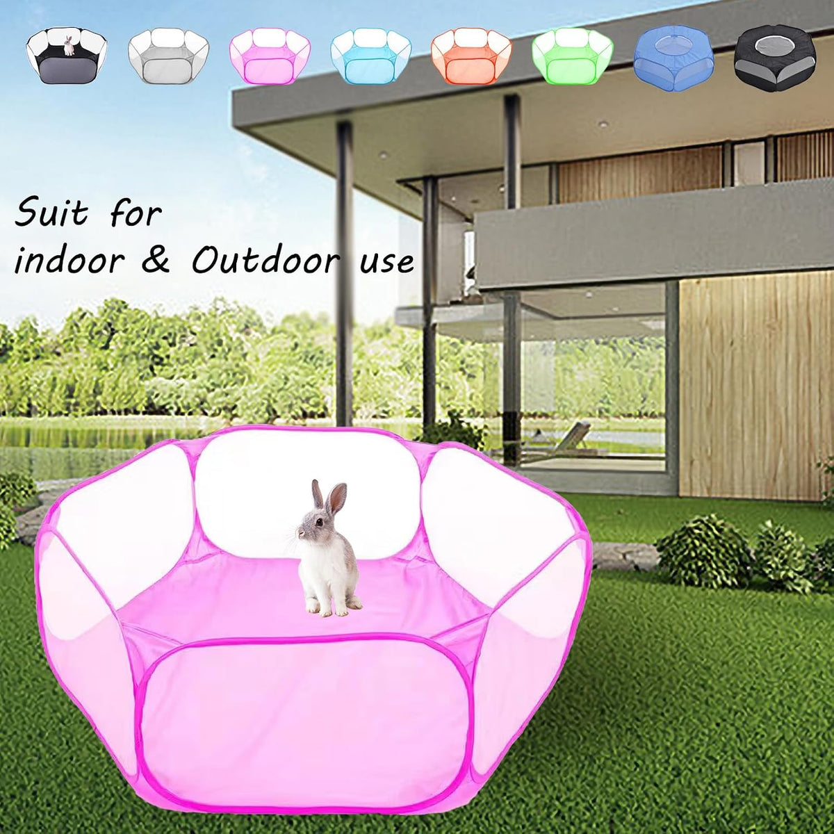 Small Animals Playpen, Portable Pop-up Open Interactive Pet Tent, Indoor Outdoor Fence for Rabbits, Guinea Pig, Hamster, Chinchillas, Kittens, Puppies