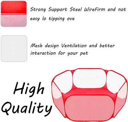 Small Animals Playpen, Portable Pop-up Open Interactive Pet Tent, Indoor Outdoor Fence for Rabbits, Guinea Pig, Hamster, Chinchillas, Kittens, Puppies