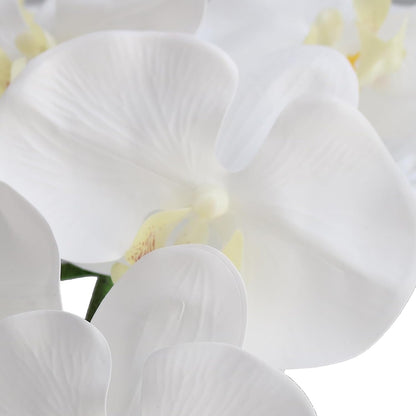 38 Inch Artificial Phalaenopsis Flowers Branches Real Touch (Not Silk) Orchids Flowers for Home Office Wedding Decoration,Pack of 2 (White)