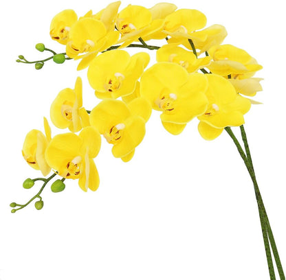 38 Inch Artificial Phalaenopsis Flowers Branches Real Touch (Not Silk) Orchids Flowers for Home Office Wedding Decoration,Pack of 2 (White)