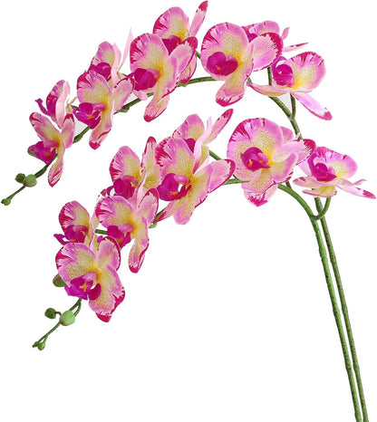 38 Inch Artificial Phalaenopsis Flowers Branches Real Touch (Not Silk) Orchids Flowers for Home Office Wedding Decoration,Pack of 2 (White)