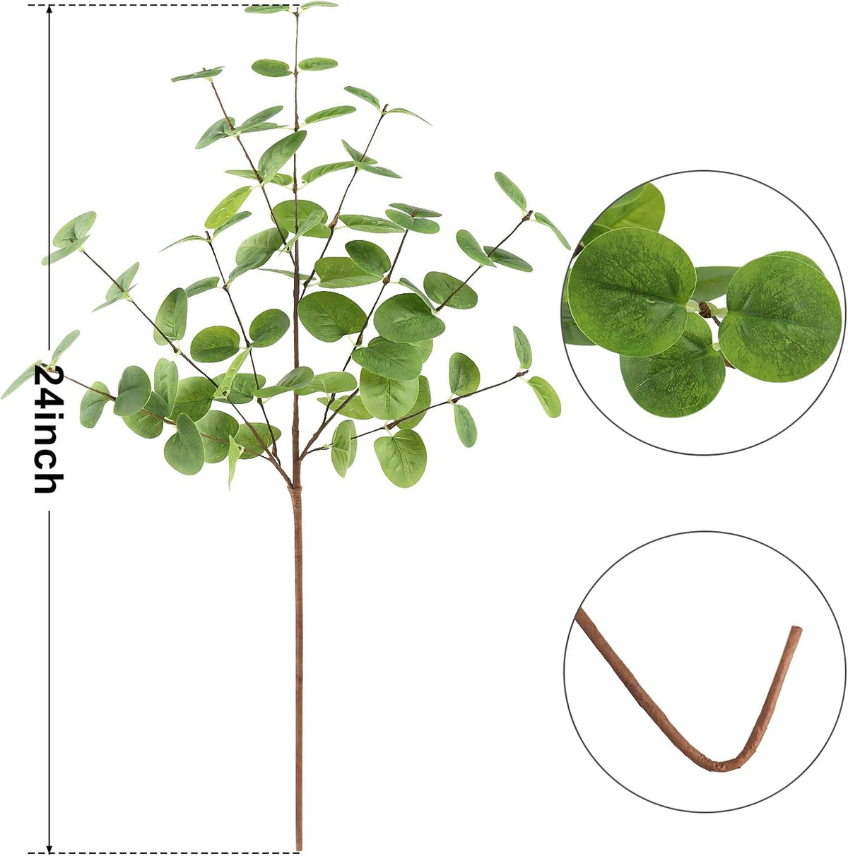 6Pcs Artificial Eucalyptus Stems Greenery Stems 24" Tall Fake Plants Decor Faux Floral Stems for Vase Home Party Wedding Decorations