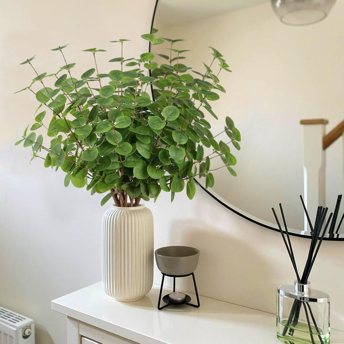 6Pcs Artificial Eucalyptus Stems Greenery Stems 24" Tall Fake Plants Decor Faux Floral Stems for Vase Home Party Wedding Decorations