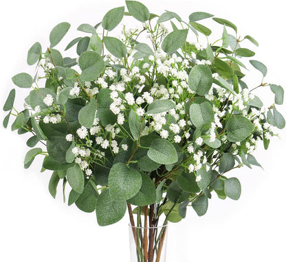 6Pcs Artificial Eucalyptus Stems Greenery Stems 24" Tall Fake Plants Decor Faux Floral Stems for Vase Home Party Wedding Decorations