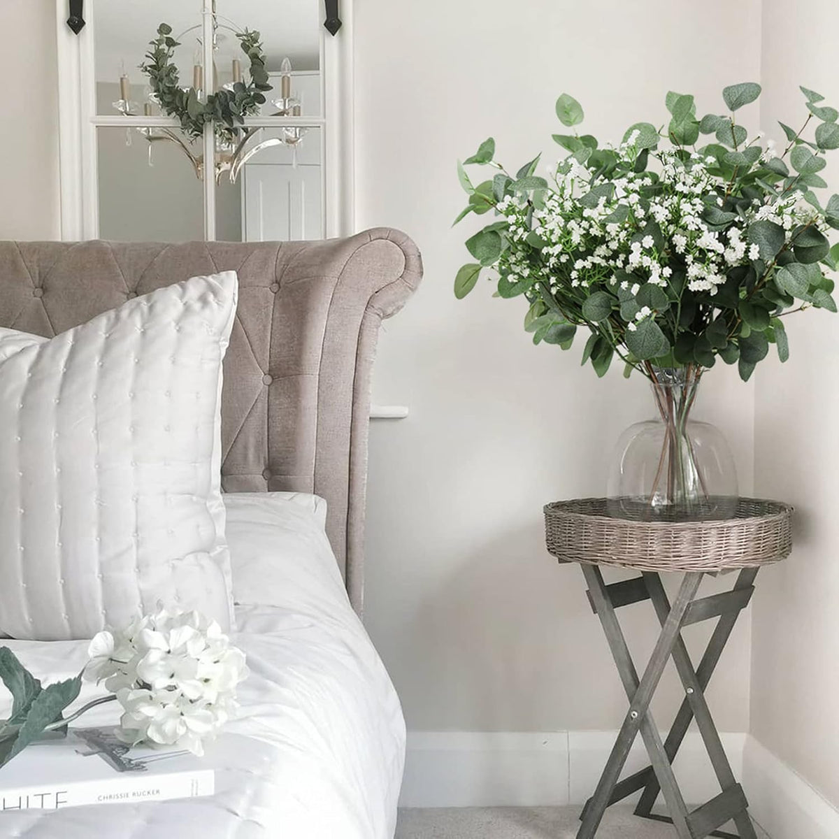 6Pcs Artificial Eucalyptus Stems Greenery Stems 24" Tall Fake Plants Decor Faux Floral Stems for Vase Home Party Wedding Decorations