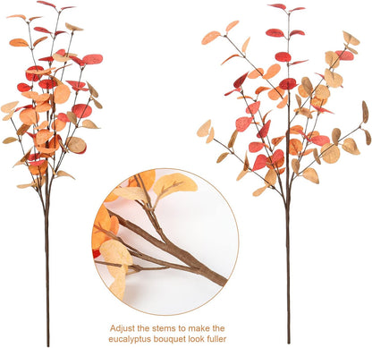 6Pcs Artificial Eucalyptus Stems Greenery Stems 24" Tall Fake Plants Decor Faux Floral Stems for Vase Home Party Wedding Decorations
