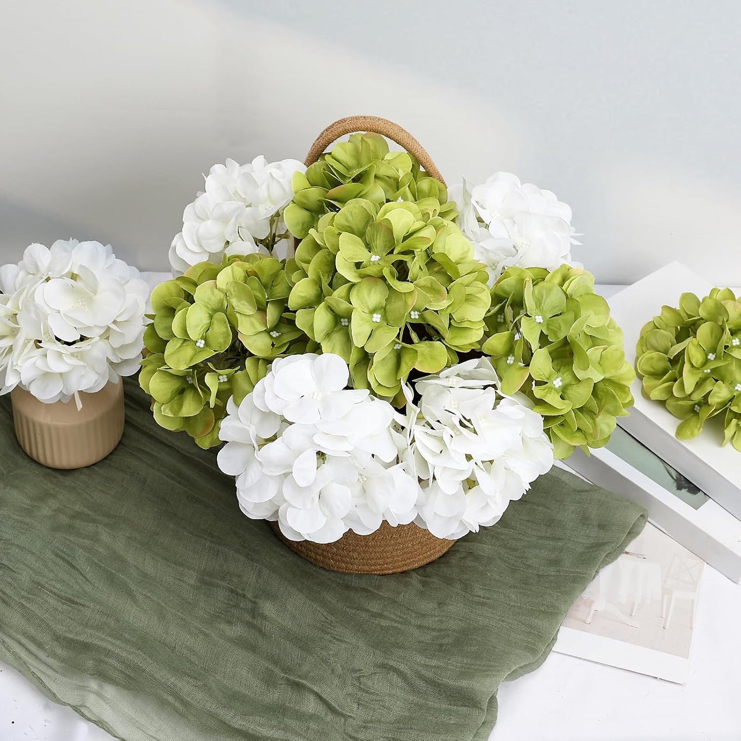 Red Hydrangea Artificial Flowers Silk Hydrangeas Bulk 104 PCS | Faux Hydrangea Flowers with Stems for Wedding Centerpieces FLoral Arrangement DIY Bouquets Home Baby Shower Party Decor