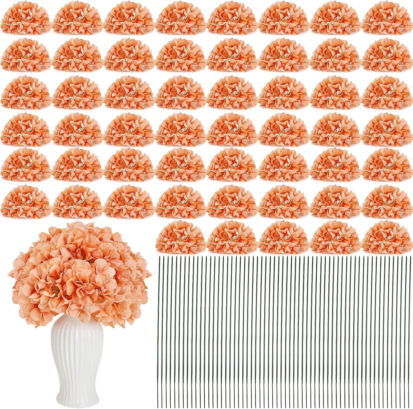 Red Hydrangea Artificial Flowers Silk Hydrangeas Bulk 104 PCS | Faux Hydrangea Flowers with Stems for Wedding Centerpieces FLoral Arrangement DIY Bouquets Home Baby Shower Party Decor