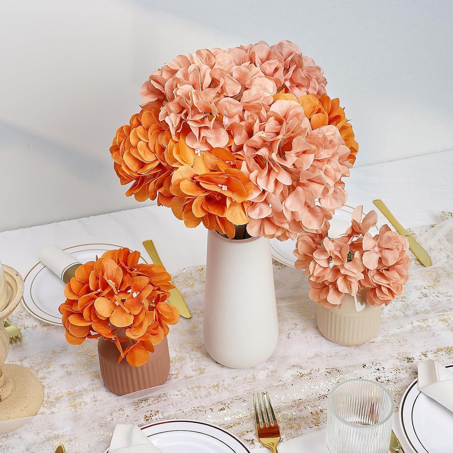 Red Hydrangea Artificial Flowers Silk Hydrangeas Bulk 104 PCS | Faux Hydrangea Flowers with Stems for Wedding Centerpieces FLoral Arrangement DIY Bouquets Home Baby Shower Party Decor