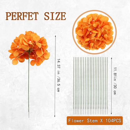 Red Hydrangea Artificial Flowers Silk Hydrangeas Bulk 104 PCS | Faux Hydrangea Flowers with Stems for Wedding Centerpieces FLoral Arrangement DIY Bouquets Home Baby Shower Party Decor