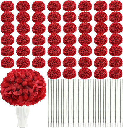 Red Hydrangea Artificial Flowers Silk Hydrangeas Bulk 104 PCS | Faux Hydrangea Flowers with Stems for Wedding Centerpieces FLoral Arrangement DIY Bouquets Home Baby Shower Party Decor