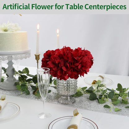 Red Hydrangea Artificial Flowers Silk Hydrangeas Bulk 104 PCS | Faux Hydrangea Flowers with Stems for Wedding Centerpieces FLoral Arrangement DIY Bouquets Home Baby Shower Party Decor