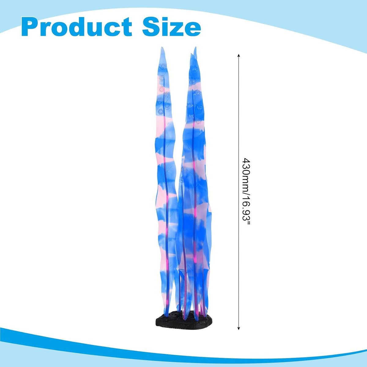 Aquarium Decoration, 17" Plastic Fish Tank Plants Artificial Silicone Glowing Kelp Aquarium Plants Ornament, (Green, 1 Pcs), Intended for Tall Fish Tank Decor/Landscaping