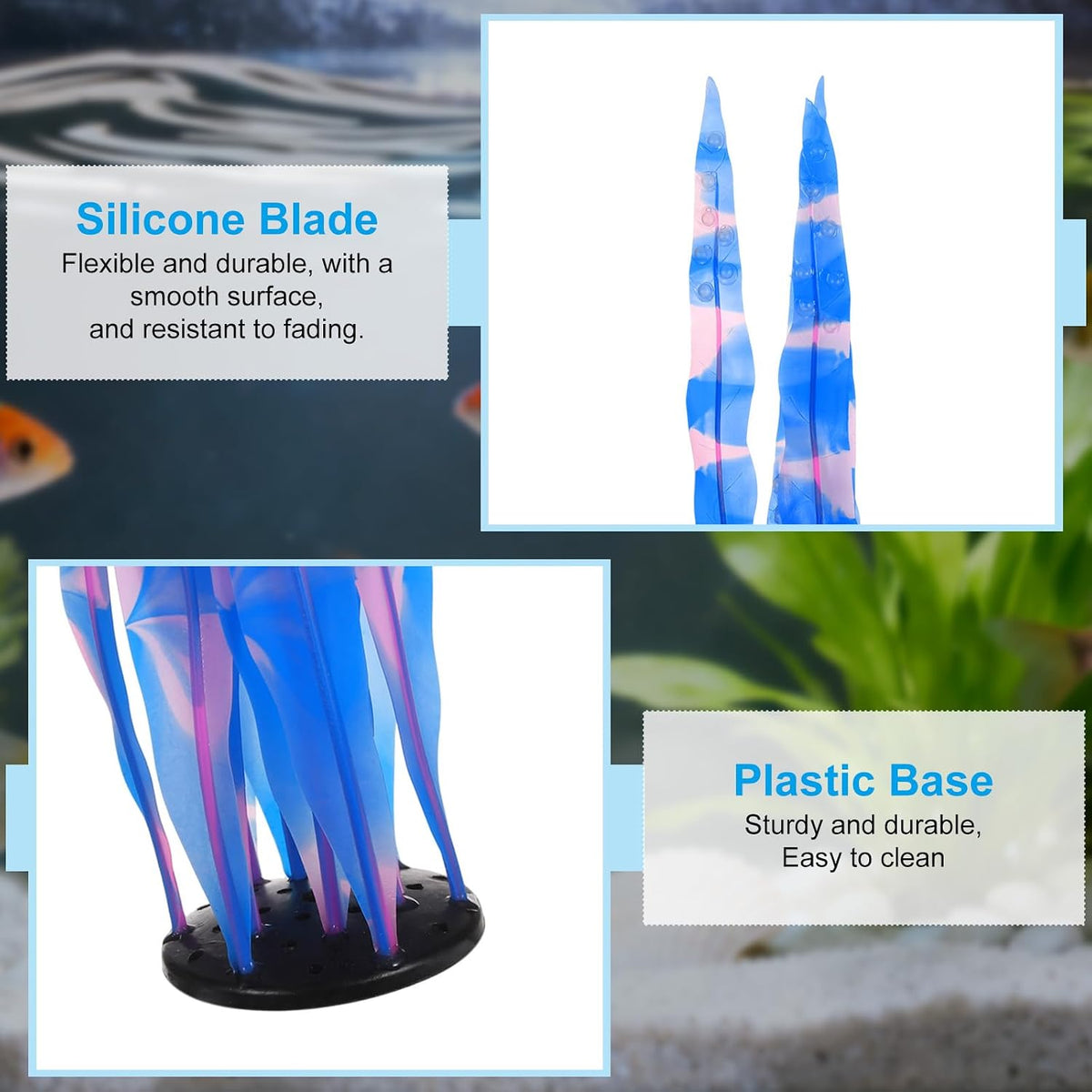 Aquarium Decoration, 17" Plastic Fish Tank Plants Artificial Silicone Glowing Kelp Aquarium Plants Ornament, (Green, 1 Pcs), Intended for Tall Fish Tank Decor/Landscaping