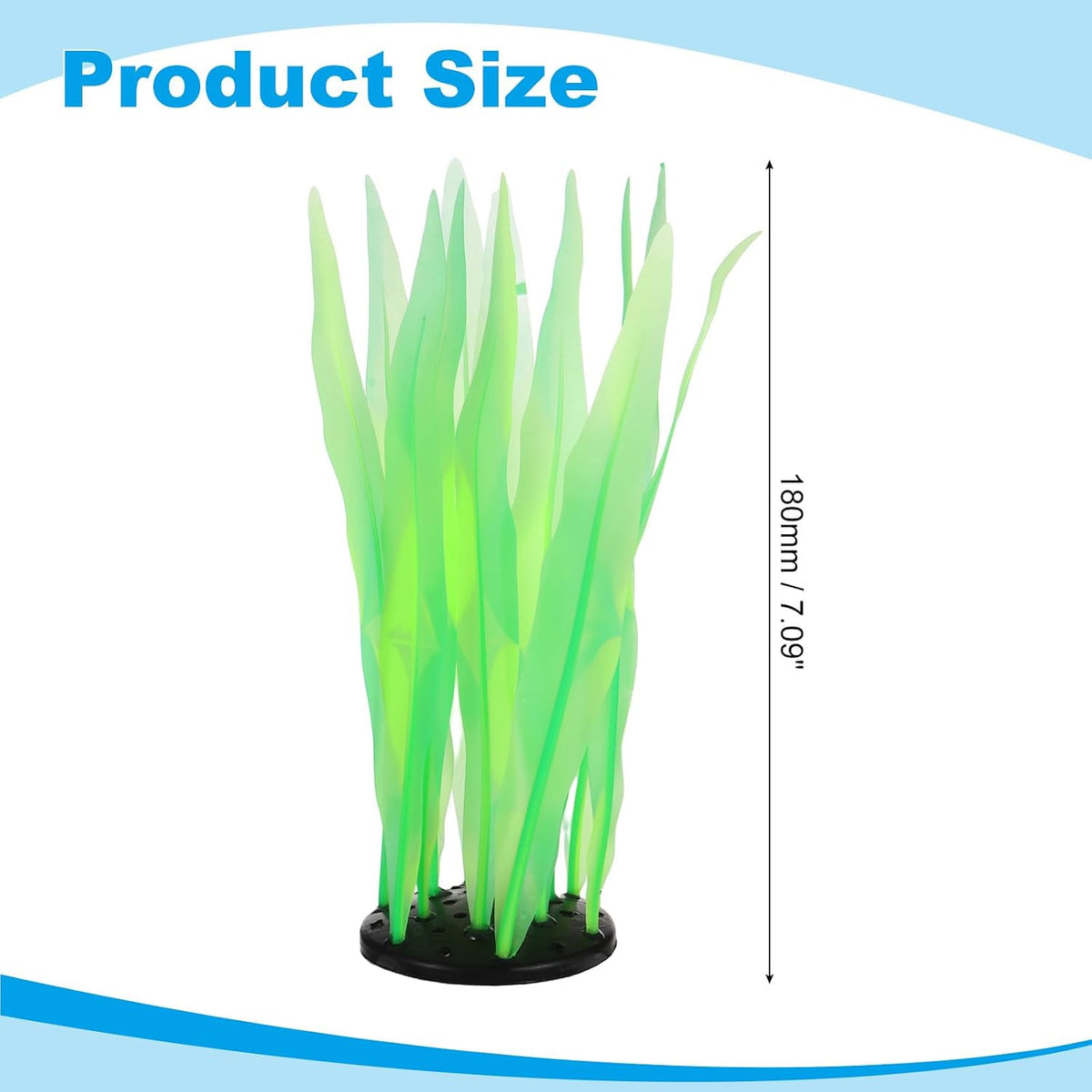 Aquarium Decoration, 17" Plastic Fish Tank Plants Artificial Silicone Glowing Kelp Aquarium Plants Ornament, (Green, 1 Pcs), Intended for Tall Fish Tank Decor/Landscaping