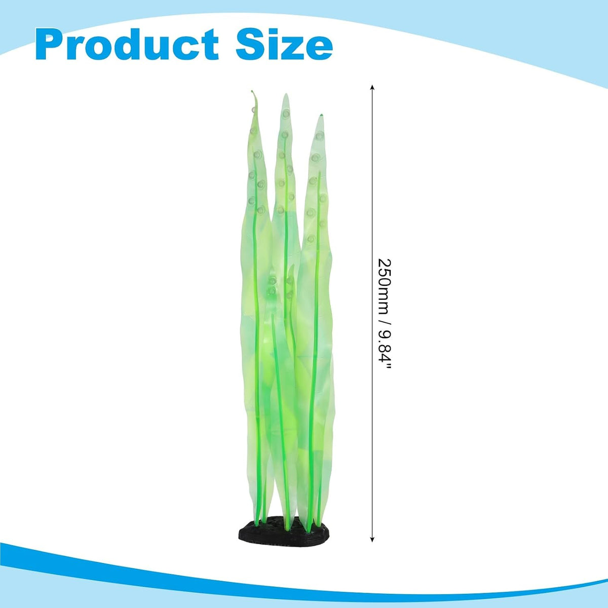 Aquarium Decoration, 17" Plastic Fish Tank Plants Artificial Silicone Glowing Kelp Aquarium Plants Ornament, (Green, 1 Pcs), Intended for Tall Fish Tank Decor/Landscaping