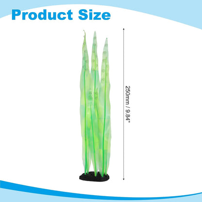 Aquarium Decoration, 17" Plastic Fish Tank Plants Artificial Silicone Glowing Kelp Aquarium Plants Ornament, (Green, 1 Pcs), Intended for Tall Fish Tank Decor/Landscaping