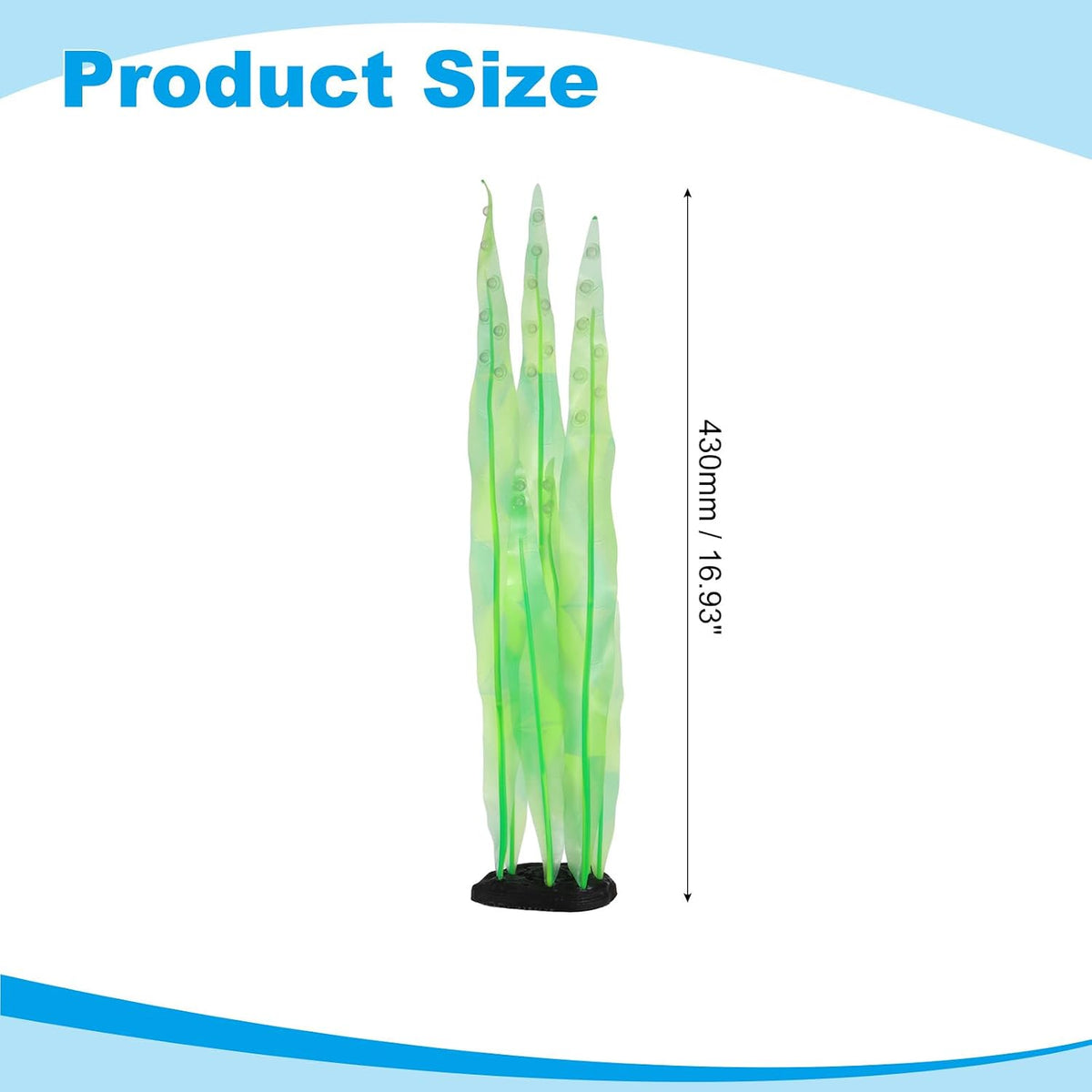 Aquarium Decoration, 17" Plastic Fish Tank Plants Artificial Silicone Glowing Kelp Aquarium Plants Ornament, (Green, 1 Pcs), Intended for Tall Fish Tank Decor/Landscaping