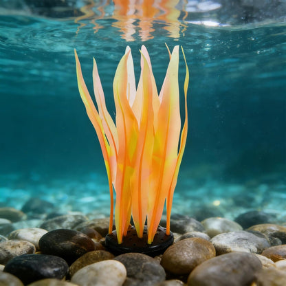Aquarium Decoration, 17" Plastic Fish Tank Plants Artificial Silicone Glowing Kelp Aquarium Plants Ornament, (Green, 1 Pcs), Intended for Tall Fish Tank Decor/Landscaping