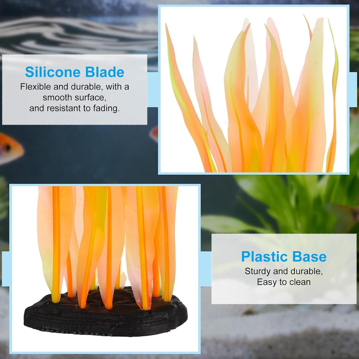 Aquarium Decoration, 17" Plastic Fish Tank Plants Artificial Silicone Glowing Kelp Aquarium Plants Ornament, (Green, 1 Pcs), Intended for Tall Fish Tank Decor/Landscaping