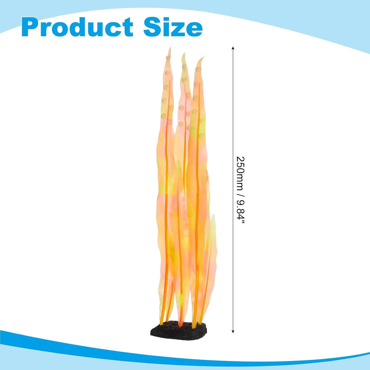 Aquarium Decoration, 17" Plastic Fish Tank Plants Artificial Silicone Glowing Kelp Aquarium Plants Ornament, (Green, 1 Pcs), Intended for Tall Fish Tank Decor/Landscaping