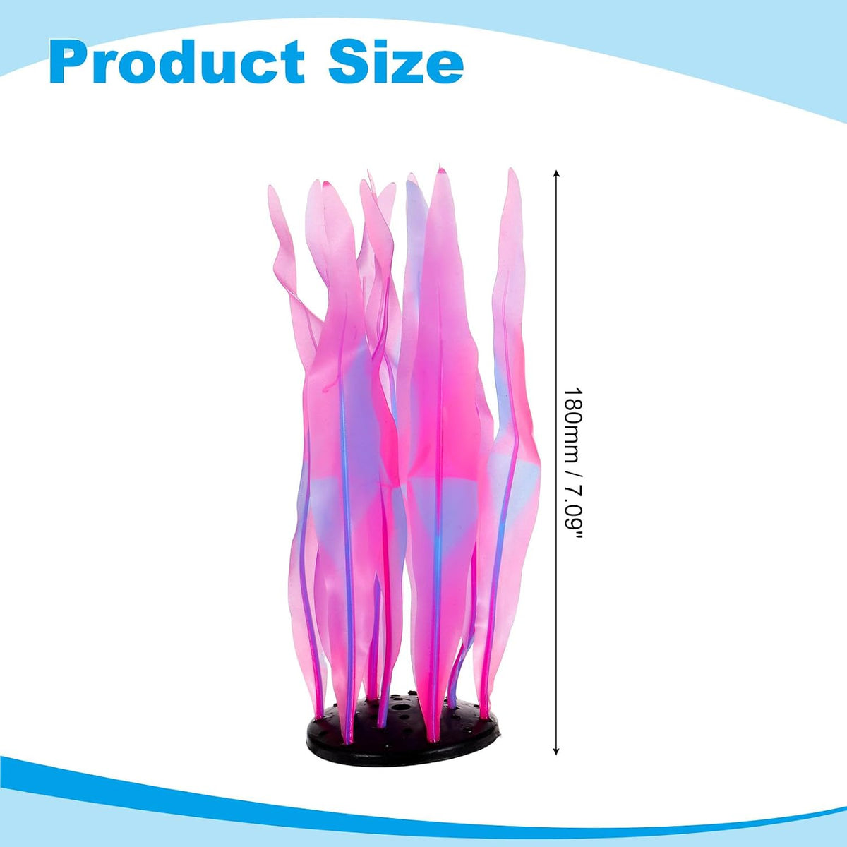 Aquarium Decoration, 17" Plastic Fish Tank Plants Artificial Silicone Glowing Kelp Aquarium Plants Ornament, (Green, 1 Pcs), Intended for Tall Fish Tank Decor/Landscaping
