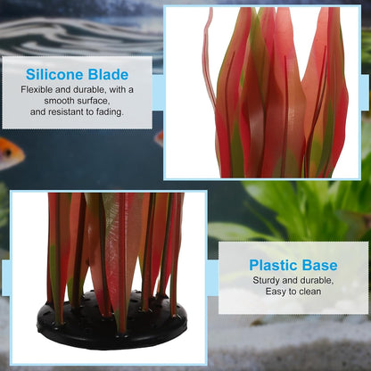 Aquarium Decoration, 17" Plastic Fish Tank Plants Artificial Silicone Glowing Kelp Aquarium Plants Ornament, (Green, 1 Pcs), Intended for Tall Fish Tank Decor/Landscaping
