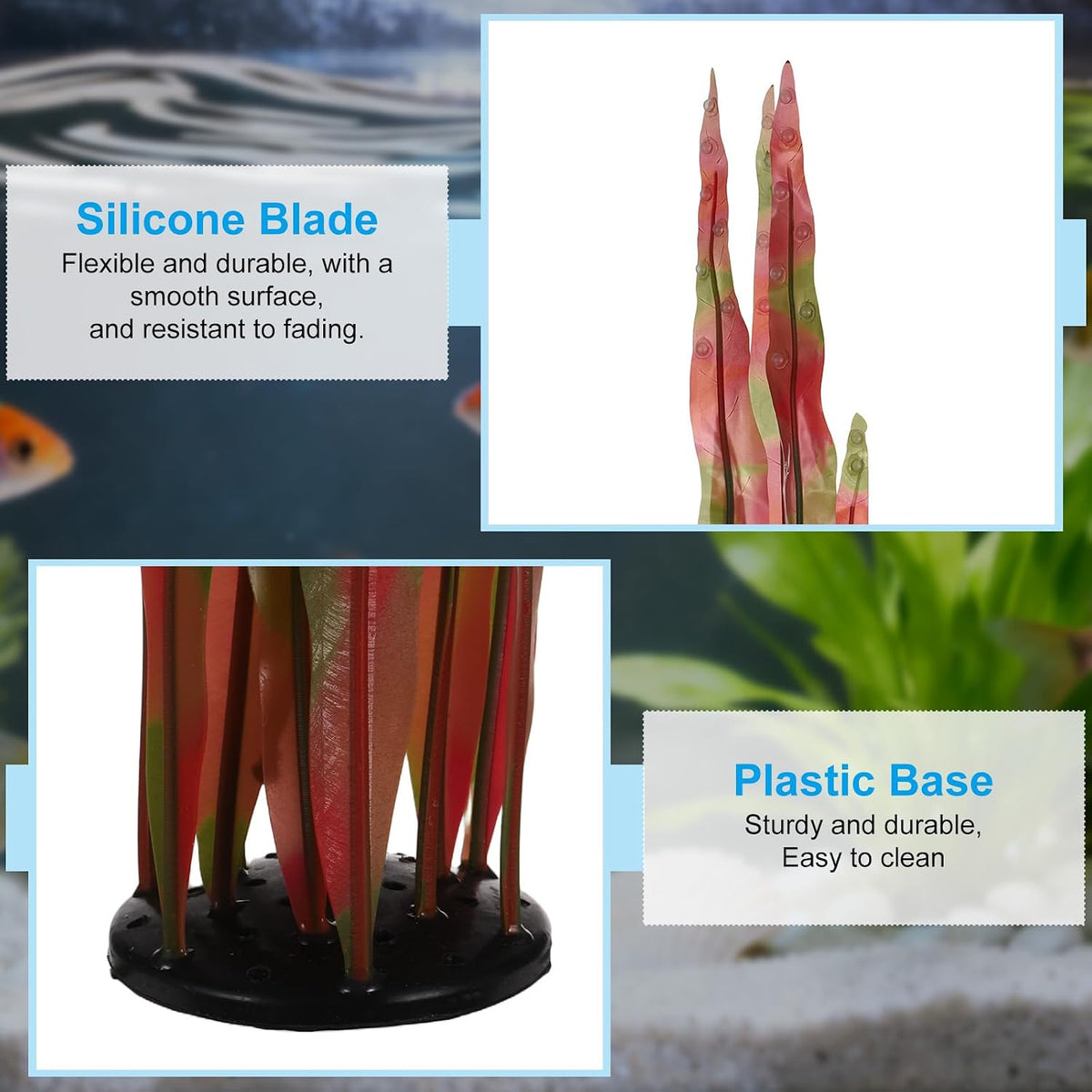 Aquarium Decoration, 17" Plastic Fish Tank Plants Artificial Silicone Glowing Kelp Aquarium Plants Ornament, (Green, 1 Pcs), Intended for Tall Fish Tank Decor/Landscaping