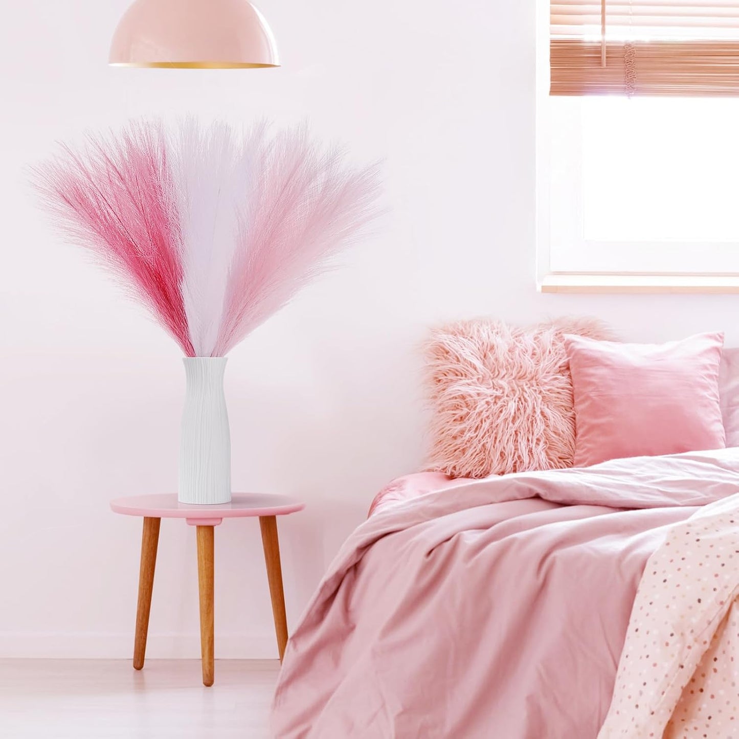 30 Pcs Pampas Grass Decor 21.7" Fluffy Faux Short Brown Pampas Grass Artificial Small Pompas Grass Flower Vase Filler for Home Wedding Living Room Wall Party Decoration