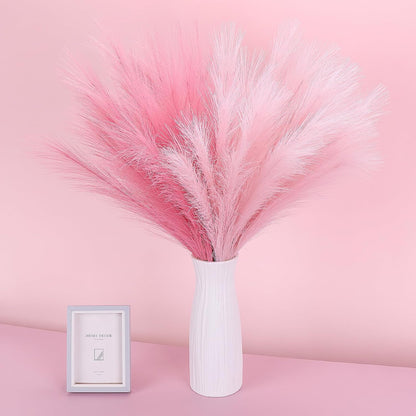 30 Pcs Pampas Grass Decor 21.7" Fluffy Faux Short Brown Pampas Grass Artificial Small Pompas Grass Flower Vase Filler for Home Wedding Living Room Wall Party Decoration