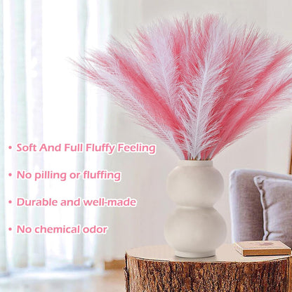 30 Pcs Pampas Grass Decor 21.7" Fluffy Faux Short Brown Pampas Grass Artificial Small Pompas Grass Flower Vase Filler for Home Wedding Living Room Wall Party Decoration