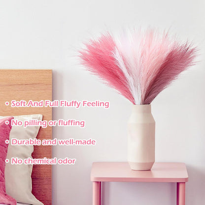 30 Pcs Pampas Grass Decor 21.7" Fluffy Faux Short Brown Pampas Grass Artificial Small Pompas Grass Flower Vase Filler for Home Wedding Living Room Wall Party Decoration