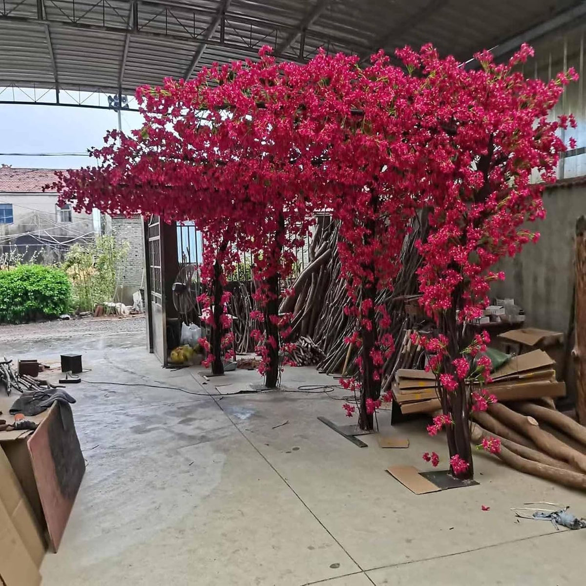 Large Pink Artificial Bougainvillea Tree, Indoor Outdoor Faux Plant