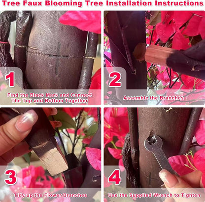 Large Pink Artificial Bougainvillea Tree, Indoor Outdoor Faux Plant