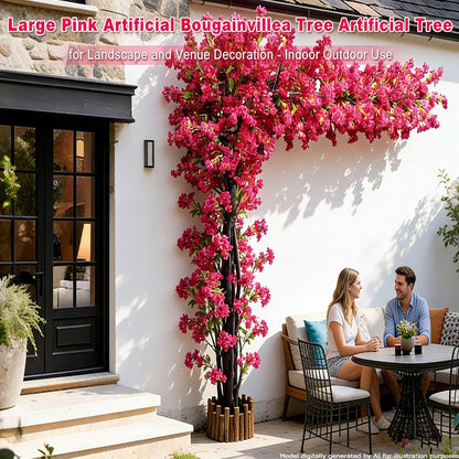 Large Pink Artificial Bougainvillea Tree, Indoor Outdoor Faux Plant