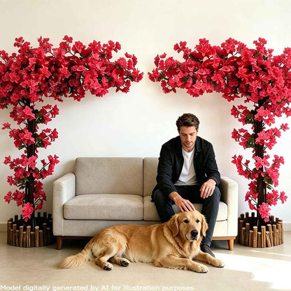 Large Pink Artificial Bougainvillea Tree, Indoor Outdoor Faux Plant
