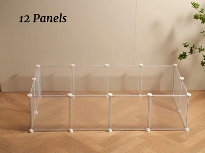Transparent Clear Small Animal Playpen, Guinea Pig Cages, Puppy Dog Playpen, Pet Playpen, Rabbit Bunny Indoor Fence Pen Enclosure, White Clear Plastic Playpen,12X12 Inch, 12Panels