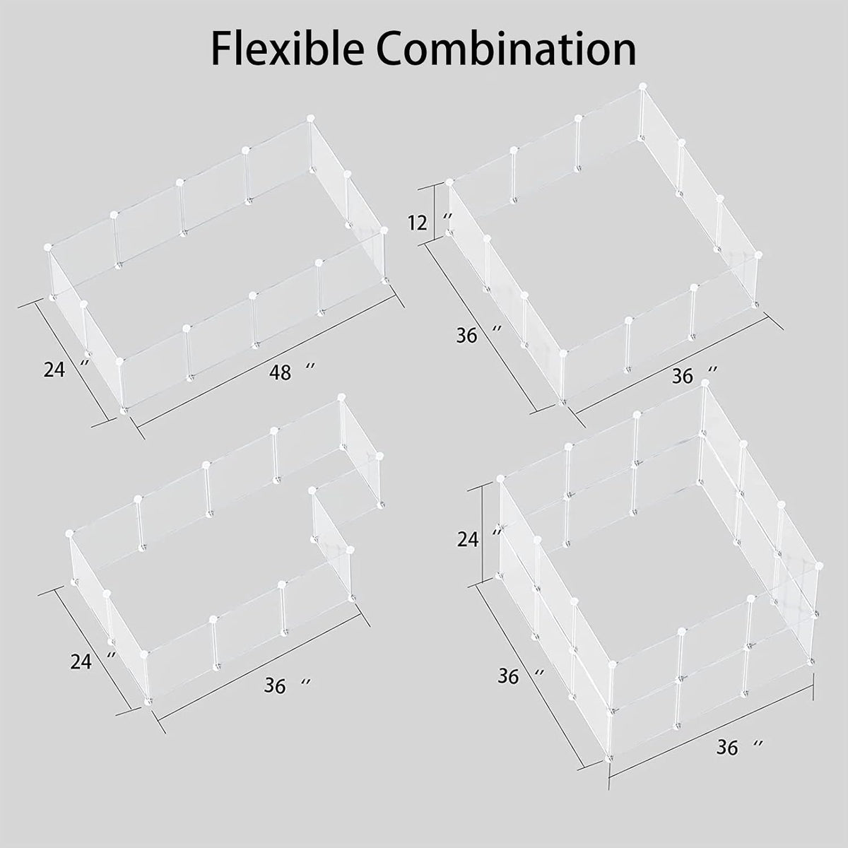Transparent Clear Small Animal Playpen, Guinea Pig Cages, Puppy Dog Playpen, Pet Playpen, Rabbit Bunny Indoor Fence Pen Enclosure, White Clear Plastic Playpen,12X12 Inch, 12Panels