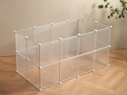 Transparent Clear Small Animal Playpen, Guinea Pig Cages, Puppy Dog Playpen, Pet Playpen, Rabbit Bunny Indoor Fence Pen Enclosure, White Clear Plastic Playpen,12X12 Inch, 12Panels